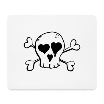 Totenkopf mit Herz - Skull - Schädel - Skelett - Mousepad (Querformat) - Weiß - Vorne