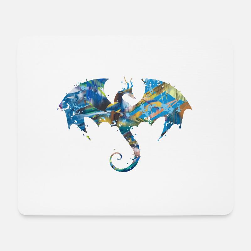 drache ,bunt,malerei,graffiti,,illustration,blau - Mousepad (Querformat) - Weiß