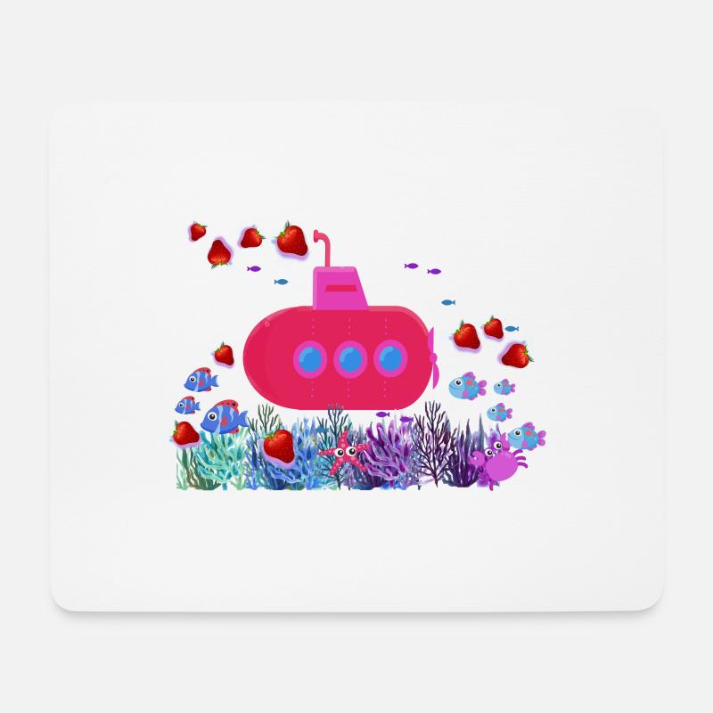 submarine,strawberries, fish, corals,sea - Mouse Pad (horizontal) - white