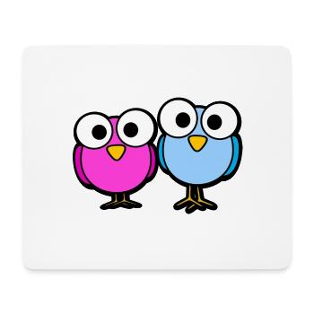 Oiseaux Glubschaugen Cartoon doux - Tapis de souris (format paysage) - blanc - Devant