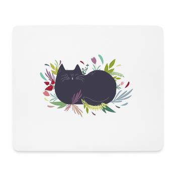 Cat in the Flowergarden - Mousepad (Querformat) - Weiß - Vorne