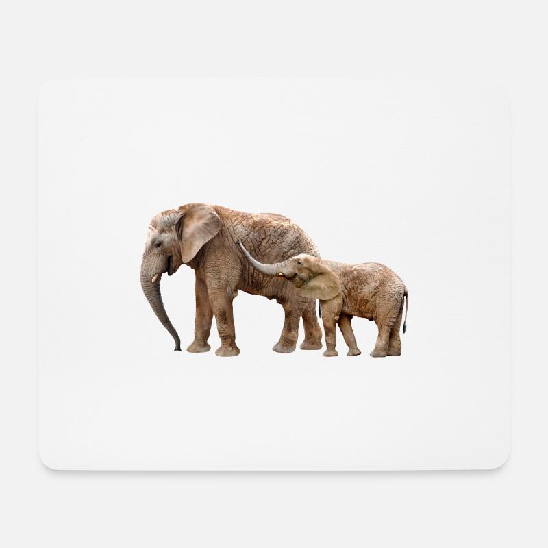 Elefant - Mousepad (Querformat) - Weiß