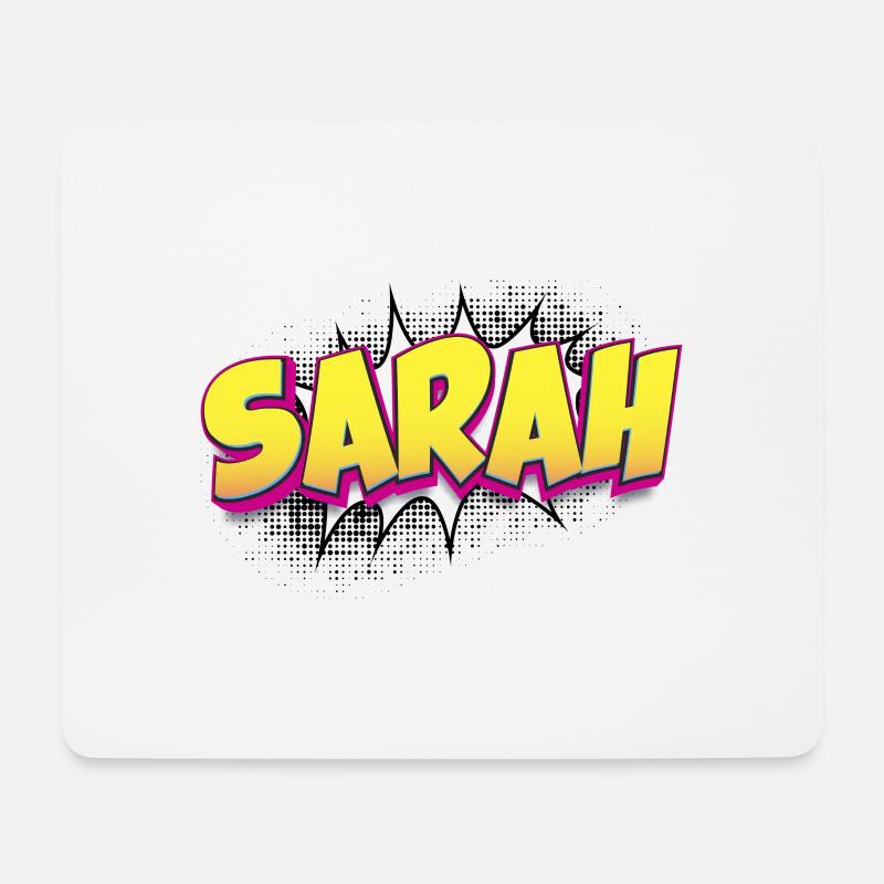 Sarah Benutzerdefinierter Name Comic-Buch-Stil Pop-Art, Sarah - Mousepad (Querformat) - Weiß