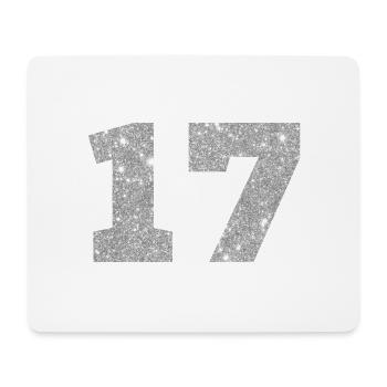 Nummer 17 Silberner Glitzer - 17. Jubiläum - Mousepad (Querformat) - Weiß - Vorne