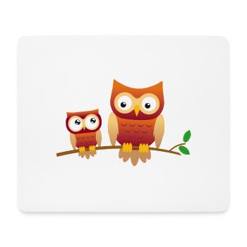 Chouette avec petit hibou - Tapis de souris (format paysage) - blanc - Devant