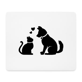 Chat mignon et chien / chat mignon et chien / cadeau - Tapis de souris (format paysage) - blanc - Devant