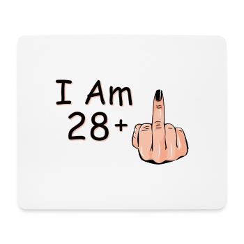 Ich bin 28 + 1 Mittelfinger-Shirt Ich bin 28 plus, - Mousepad (Querformat) - Weiß - Vorne