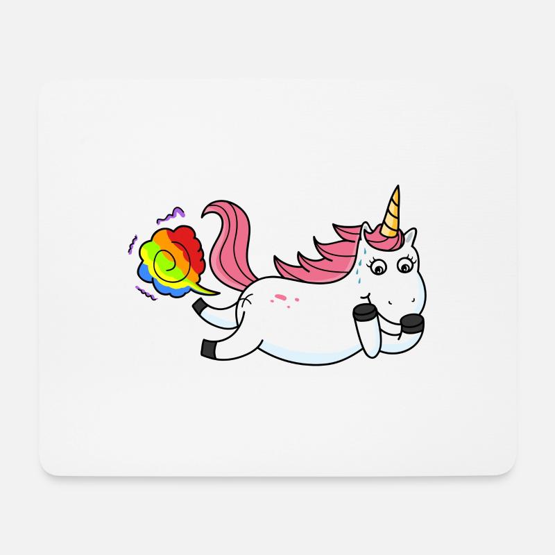 Farting unicorn rainbow - Mouse Pad (horizontal) - white