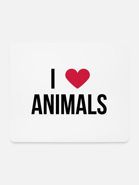 I love Animals ! Spruch Geschenk - Mousepad (Querformat) - Weiß