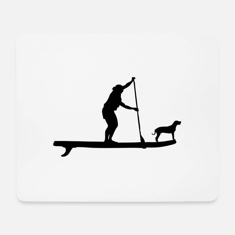 SUP mit Hund - Stand Up Paddle Wassersport Board - Mousepad (Querformat) - Weiß