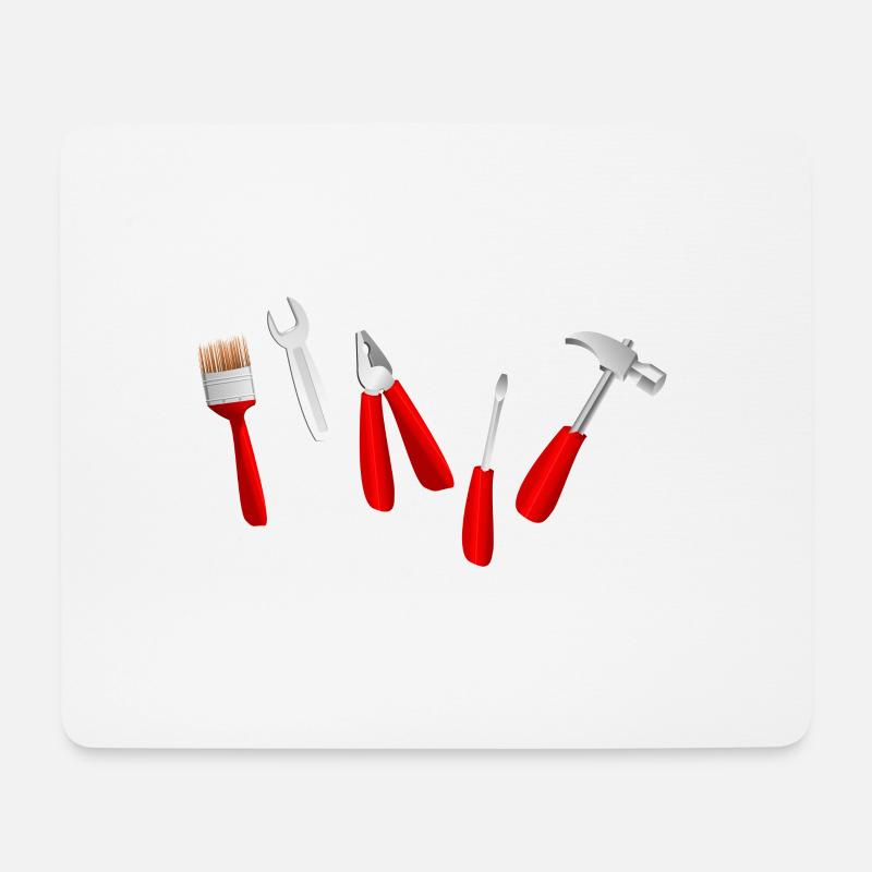 werkzeug tools pinsel hammer schraubenzieher zange - Mousepad (Querformat) - Weiß