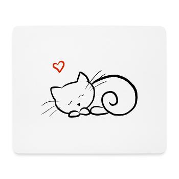 Chaton endormi - Tapis de souris (format paysage) - blanc - Devant