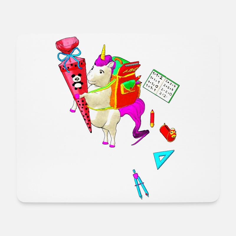 Einhorn geht in die Schule - Mousepad (Querformat) - Weiß