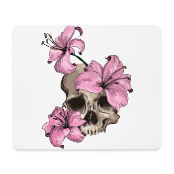 Totenkopf mit Lilien - Mousepad (Querformat) - Weiß - Vorne