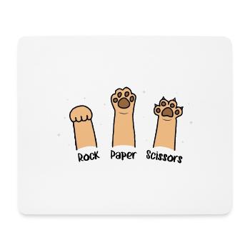 Schere-Stein-Papier-Handspiel Niedliche Katze mit Lustigem - Mousepad (Querformat) - Weiß - Vorne