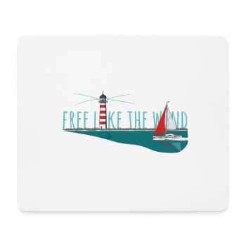Free like the wind - Segelyacht mit Leuchtturm - Mousepad (Querformat) - Weiß - Vorne