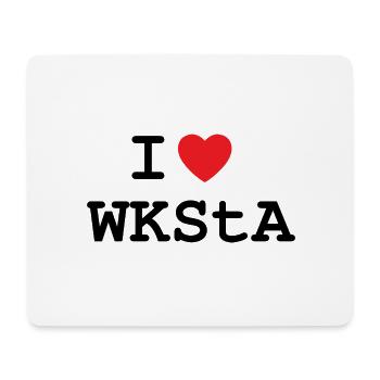 I LOVE WKSTA T-Shirt Design in Black - Mouse Pad (horizontal) - white - Front