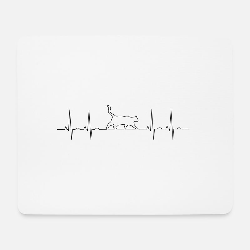 Katzen EKG - Mousepad (Querformat) - Weiß