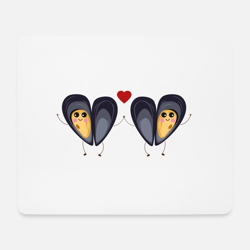 Die beiden kleinen Liebe Muscheln - Mousepad (Querformat) - Weiß