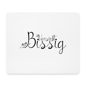Vorsicht Bissig Schwarz - Mousepad (Querformat) - Weiß - Vorne