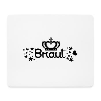 Braut Krone Schriftzug mit Herzen und Sternen - Mousepad (Querformat) - Weiß - Vorne