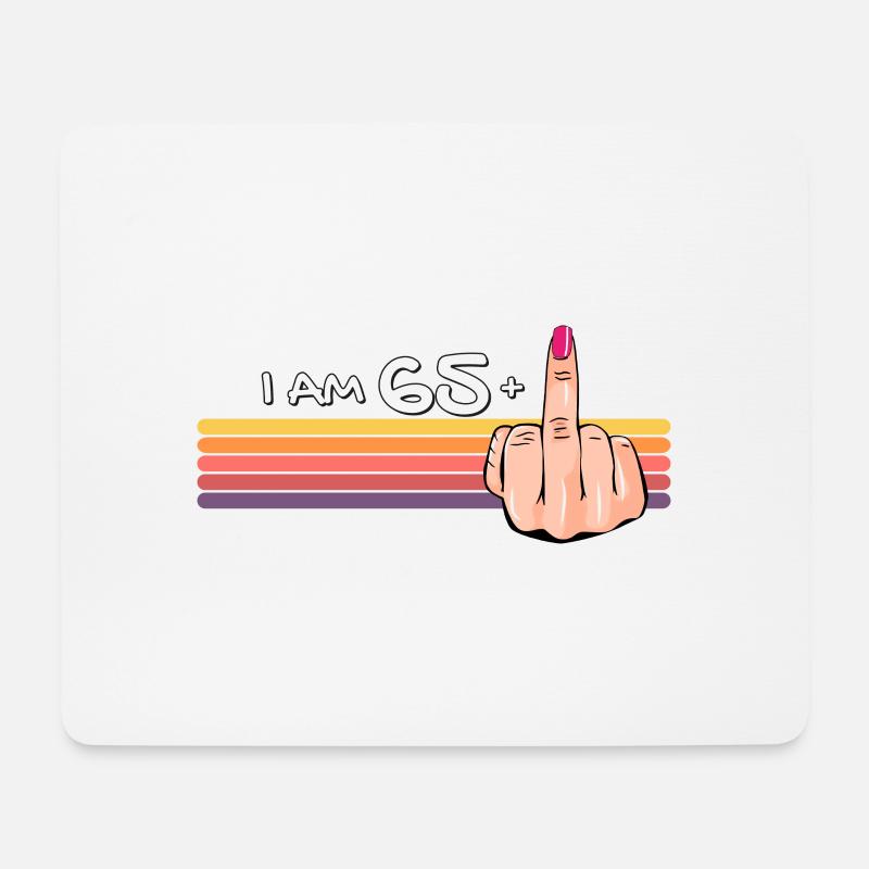 Ich bin 65 + 1 Mittelfinger-Shirt Ich bin 65 plus, - Mousepad (Querformat) - Weiß