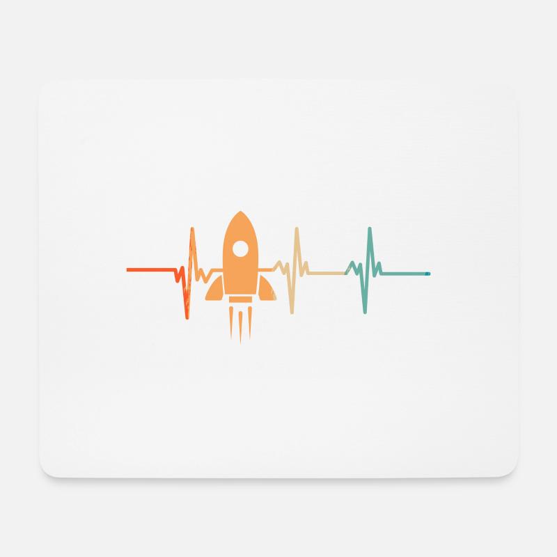 Raketen-Herzschlag - Mousepad (Querformat) - Weiß