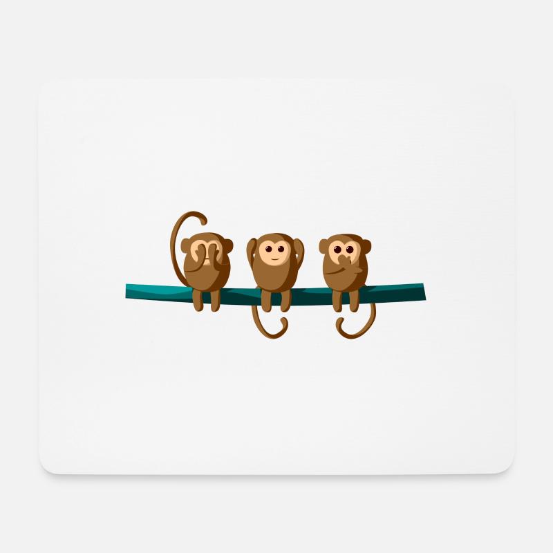 Sehen Hören Sprechen Affen Äffchen - Mousepad (Querformat) - Weiß