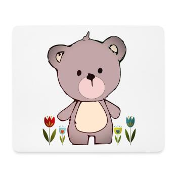 Happy Teddy Bär im Blumenmeer - Mousepad (Querformat) - Weiß - Vorne