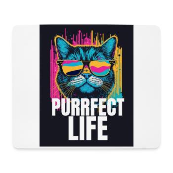 Chat Purrfect Vie - Tapis de souris (format paysage) - blanc - Devant