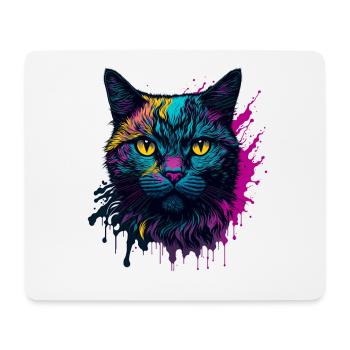 Coloré Trendy Splash Art Cat Design - Tapis de souris (format paysage) - blanc - Devant