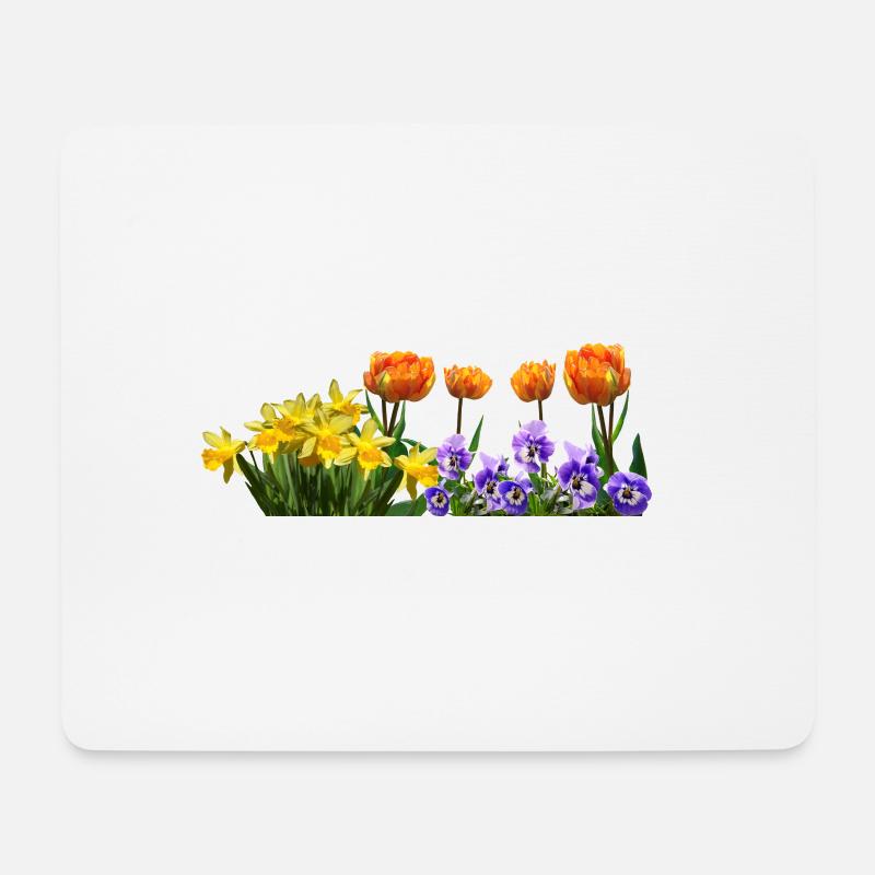 daffodils roses rosen blumen flowers tulips tulpen - Mousepad (Querformat) - Weiß