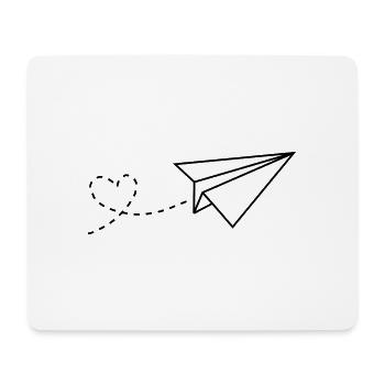 Herz Papierflieger - Mousepad (Querformat) - Weiß - Vorne