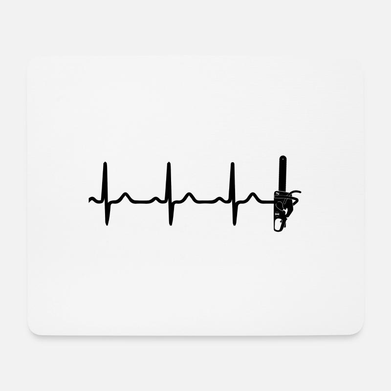 Motorsäge Herzschlag Holzfäller Waldarbeiter - Mousepad (Querformat) - Weiß