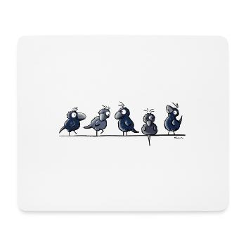 Cinq Drôle Corbeaux - Tapis de souris (format paysage) - blanc - Devant