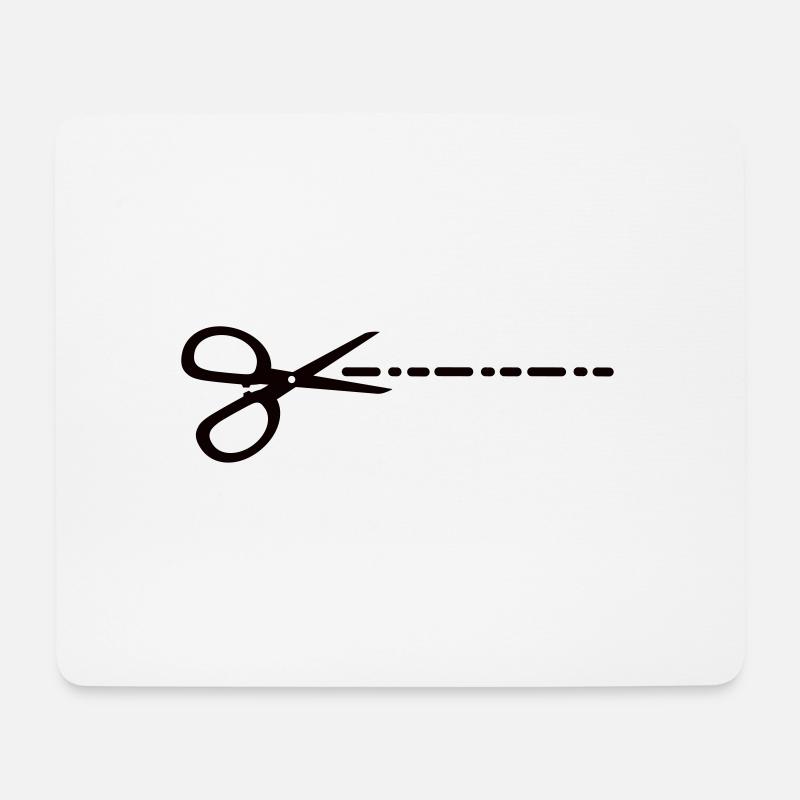 Schere Ausschneiden gestrichelte Linie - Mousepad (Querformat) - Weiß