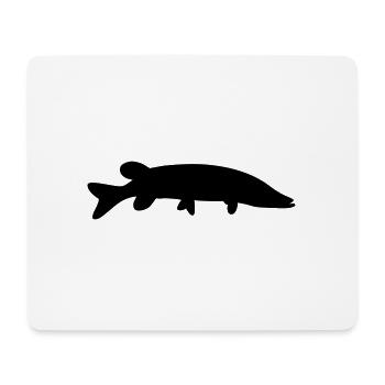 Fisch-Silhouette Hecht - Mousepad (Querformat) - Weiß - Vorne