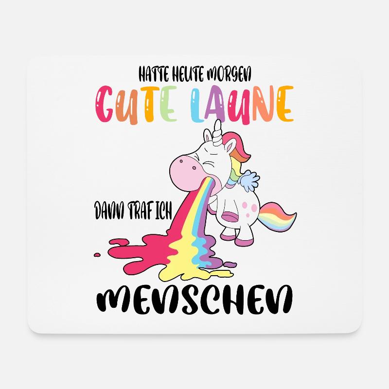 Hatte heute morgen gute Laune, dann traf Menschen - Mousepad (Querformat) - Weiß