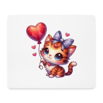 Chat volant avec des ballons chats mignons - Tapis de souris (format paysage) - blanc - Devant