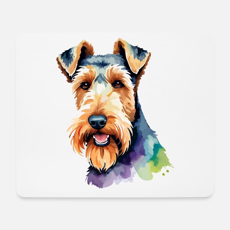 Airedale Terrier Wasserfarben - Mousepad (Querformat) - Weiß