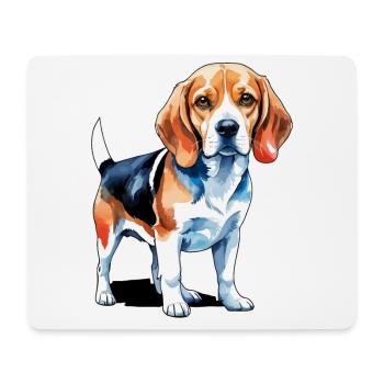 Beagle Wasserfarben - Mousepad (Querformat) - Weiß - Vorne