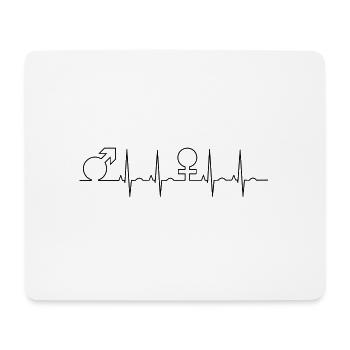 ECG Homme Femme symboles idée cadeau rythme cardiaque - Tapis de souris (format paysage) - blanc - Devant