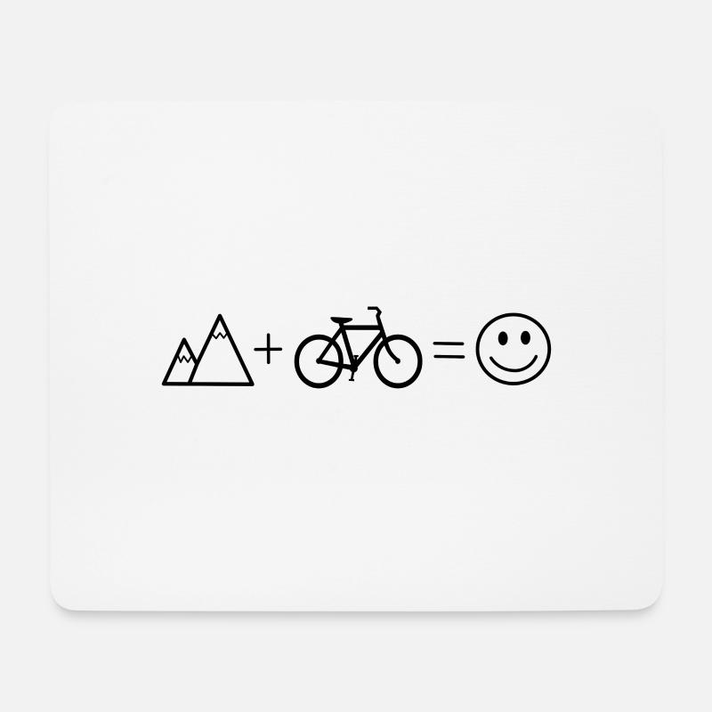 Berge + Fahrrad = Glück - Mousepad (Querformat) - Weiß