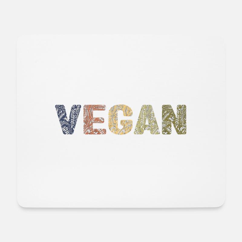 Vegan - botanisches Muster - Waldfarbe - Mousepad (Querformat) - Weiß