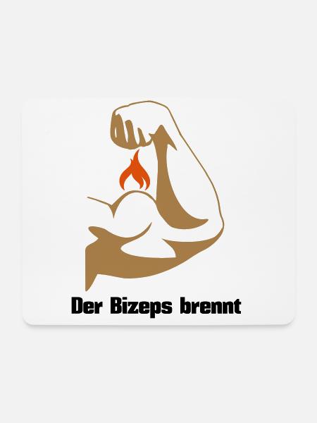 Der Bizeps brennt Muskeln Sport Fitness - Mousepad (Querformat) - Weiß