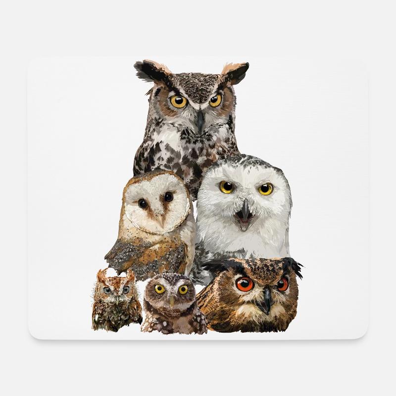 Eulen - Mousepad (Querformat) - Weiß