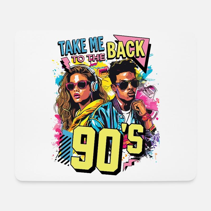 90s 90er Jahre Bunt Musik Party Karneval Kostüm - Mousepad (Querformat) - Weiß