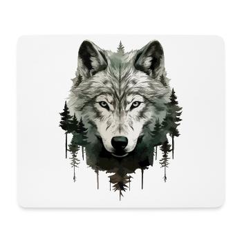 Loup, Tête de loup, Nature, Nature sauvage, Aventure, Forêt, Art - Tapis de souris (format paysage) - blanc - Devant
