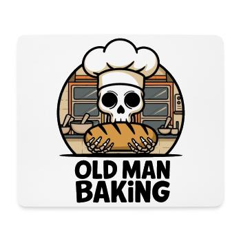 Old Man Baking Skull mit Bäckermütze mit Brot - Mousepad (Querformat) - Weiß - Vorne