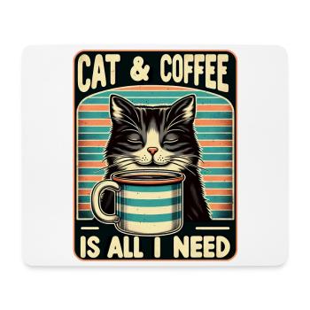 Katze und Kaffee ist alles was ich brauche - Mousepad (Querformat) - Weiß - Vorne